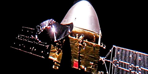 The Tianwen-1 probe en route to Mars. (Photo| CNSA via AP)