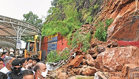A landslide on Indrakeeladri ghat road in Vijayawada | file photo
