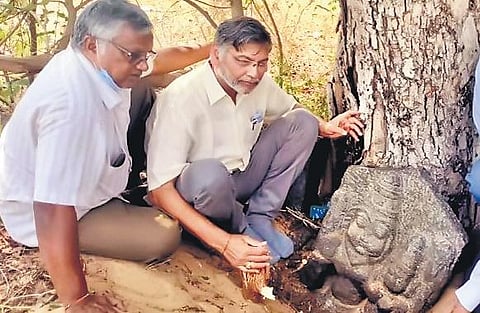 16th century idol of Lakshminarasimha found in bushes at Motupalli