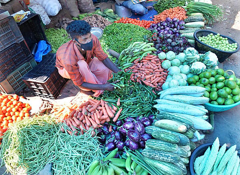 Vegetable vendors say supply has come down these days. (Photo | Vincent Pulickal, EPS)