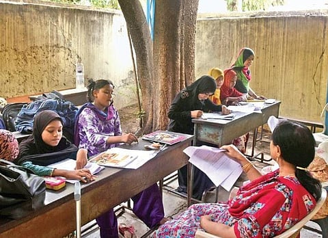 Government school students attend classes.