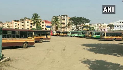 Visuals from Coimbatore, 50% buses operating with temporary drivers and Anna Trade Union drivers. (Photo | ANI)