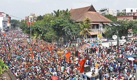 File photo of NDA's long march against the LDF government implementing the Supreme court judgement for entry of Women in the age group of 10 to 50. (File photo | BP Deepu, EPS)
