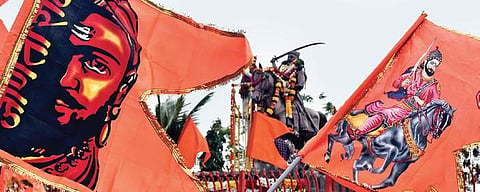Flags of Chhatrapati Shivaji Maharaj flutter during the birth anniversary celebrations of the Maratha ruler, in Hyderabad (File Photo |  Vinay Madapu, EPS)