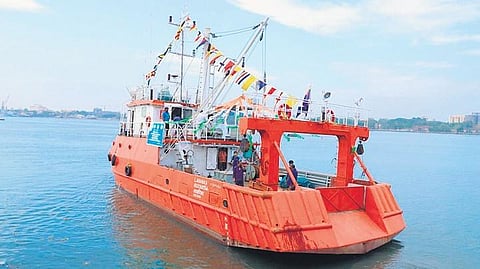 The deepsea research cruise vessel launched by CMFRI in Kochi on Wednesday