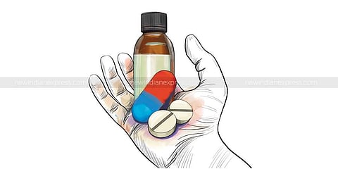 The Department of Pharmaceuticals had launched a PLI scheme for the promotion of domestic manufacturing. (Express Illustrations)