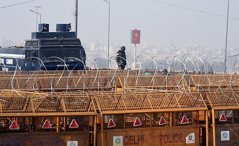 Enhanced security at Singhu Border for ongoing farmers’ protest. (Photo | Shekhar Yadav, EPS)