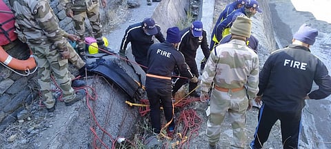 The response teams evacuating people in designated danger zone. (Photo | Special Arrangement)