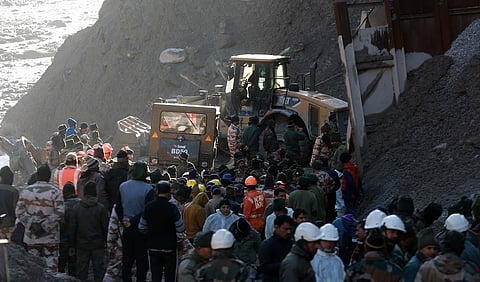 A portion of the Nanda Devi glacier broke off in Uttarakhand's Chamoli district on Sunday, triggering an avalanche and a deluge in the Alaknanda river system. (Photo | Shekhar Yadav, EPS)