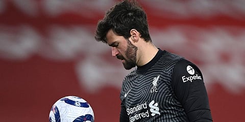 Liverpool goalkeeper Alisson Becker (Photo | AP)