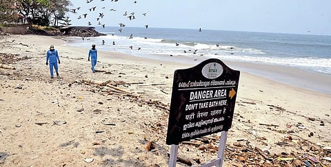 Lifeguards during regular patrolling at Fort Kochi beach | Albin Mathew