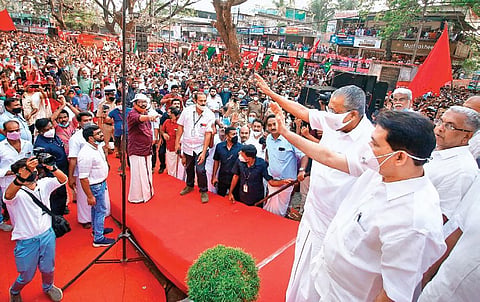 Chief Minister Pinarayi Vijayan at the election convention in Koduvally | Express
