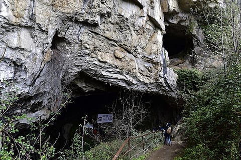 Since Sunday night, 15 men and women are living in the vast Lombrives cave in France. (Photo | AFP)
