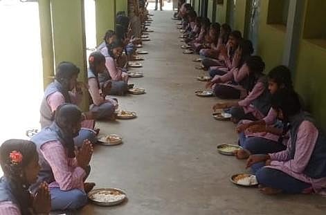Students of Government Tribal Residential High School at Kargudi in Gudalur.