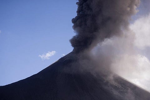 Pacaya volcano blows a cloud of ash, viewed from San Vicente Pacaya, Guatemala (Photo | AP)