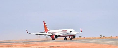 A plane taxies on the upgraded North runway of Bengaluru airport on Thursday
