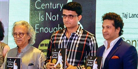 Journalist Anil Dharker with Sourav Ganguly, Sachin Tendulkar (File Photo | PTI)