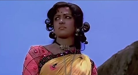 Veteran actress Hema Malini as Basanti in Sholay. (Photo | YouTube Screengrab)