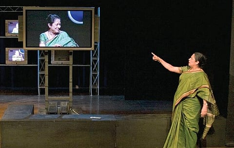 Actor Arundhati Nag in a scene from the play Bikhre Bimb