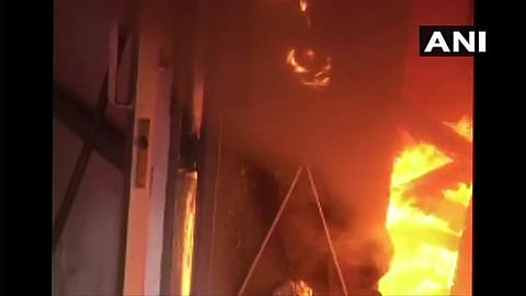 Fire at garments shop in Delhi. (Photo | Twitter/ANI)