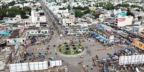 An aerial view of Koneru Centre, a famous landmark, in Machilipatnam. (Photo| EPS)