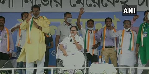 West Bengal CM Mamata Banerjee at an election rally. (Photo| ANI)