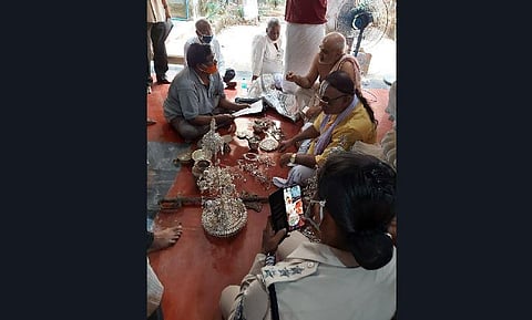 The silver ingots which were  recovered from Emar mutt in Puri.(Photo | EPS)