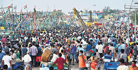 A file photo of people thronging Kasimedu harbour last year | Express photo