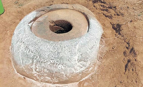 The 10 CE stone grinder that was unearthed at Sellangkuppam village in Kedar. Known as chekku, this one was used to grind lamp oil for a temple | express