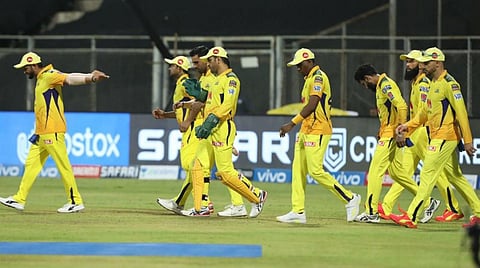 Mahendra Singh Dhoni Captain of Chennai Super kings entring on field with players. (Photo | IPL)
