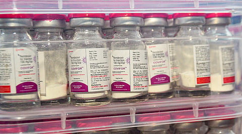 Vials of remdesivir injections recovered from three persons who were arrested by the police for its alleged black marketing, in Kanpur. (Photo | PTI)