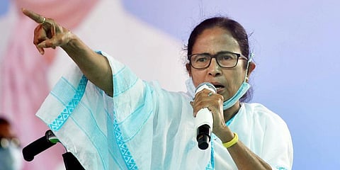 West Bengal Chief Minister Mamata Banerjee addresses an election rally. (Photo I ANI)