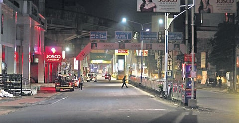 A deserted view of MG Road after the night curfew  was imposed in the state | Arun Angela