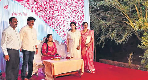 A photograph of Udupi DC G Jagadish (second from left) attending the mehndi ceremony without a mask on Friday evening has gone viral on social media