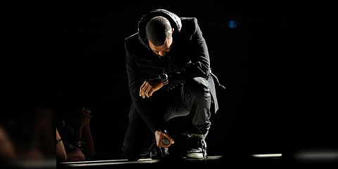 Kanye West performs at the 50th Annual Grammy Awards in Los Angeles wearing the Nike Air Yeezy 1 Prototypes. (Photo| AP)