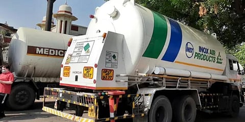 Officials said the Delhi government has to arrange road tankers to move the oxygen to hospitals. (Photo | ANI)
