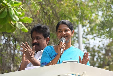 DMK's star campaigner and Thoothukudi MP Kanimozhi. (Photo | Kanimozhi Official Twitter)
