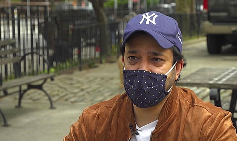 Ankur Chandra, 38, talks about his father's experience with COVID-19, during an interview Tuesday, April 27, 2021. (Photo | AP)