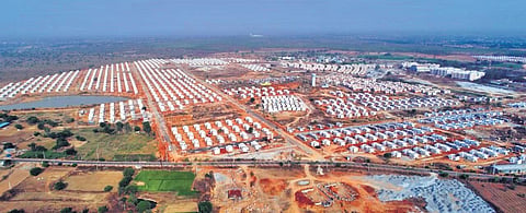 A picturesque view of the R&R Colony being built for the oustees of Mallannasagar project at Mutrajpally in Gajwel.