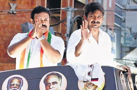 DMK youth wing secretary Udhayanidhi Stalin at a rally in Coimbatore on Friday | Express