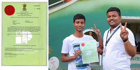 Arpit Kumar and his brother Abhijeet with the patent certificate for their 'Contactless Temperature and Distance Measuring' made over four months of lockdown. (Photo | Express)
