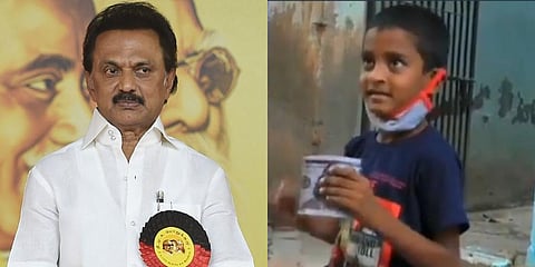 Tamil Nadu CM MK Stalin (L) appreciated Harish Varman (R) for his selfless act. (Photo | PTI and YouTube Screengrab)