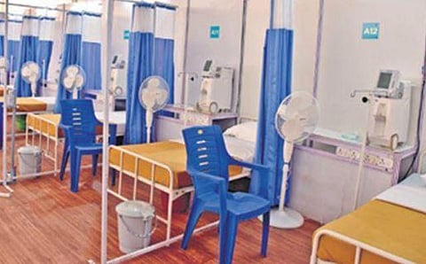 A view of the COV-AID@BLR Covid treatment centre at KIA