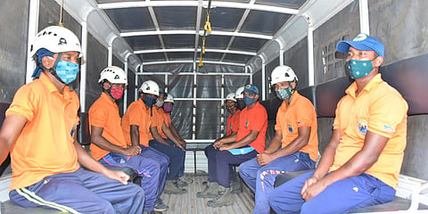 ODRAF personnel at 6th Battalion OSAP in Cuttack on Sunday. (Photo| EPS)