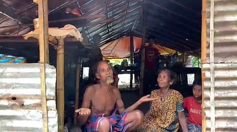 Cholanayaka Chieftain Cheriya Velutha with his family at their settlement at Parappanpara in Wayanad. Cheriya Velutha passed away recently. (File Photo | Express)