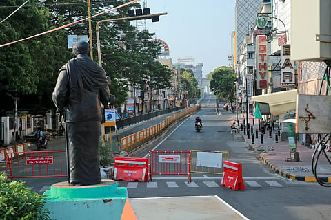 Chennai wears a deserted look due to the complete lockdown. (Photo | Sunish P Surendran, EPS)