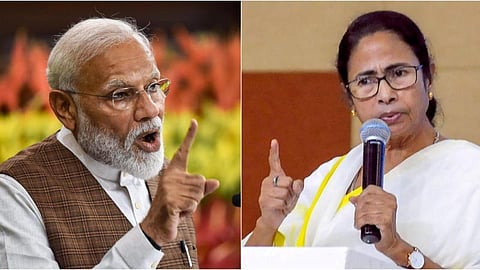 Prime Minister Narendra Modi (L) and West Bengal Chief Minister Mamata Banerjee (R).
