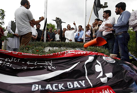 Pakistan Federal Union of Journalists take part in a demonstration. (File Photo | AP)