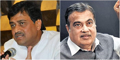 Maharashtra minister Ashok Chavan (L) and Union minister Nitin Gadkari (File photo| PTI)