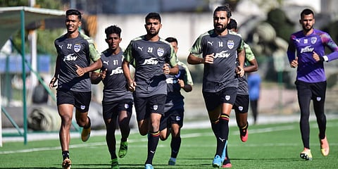 Bengaluru FC players during a  training session. (Photo | EPS)